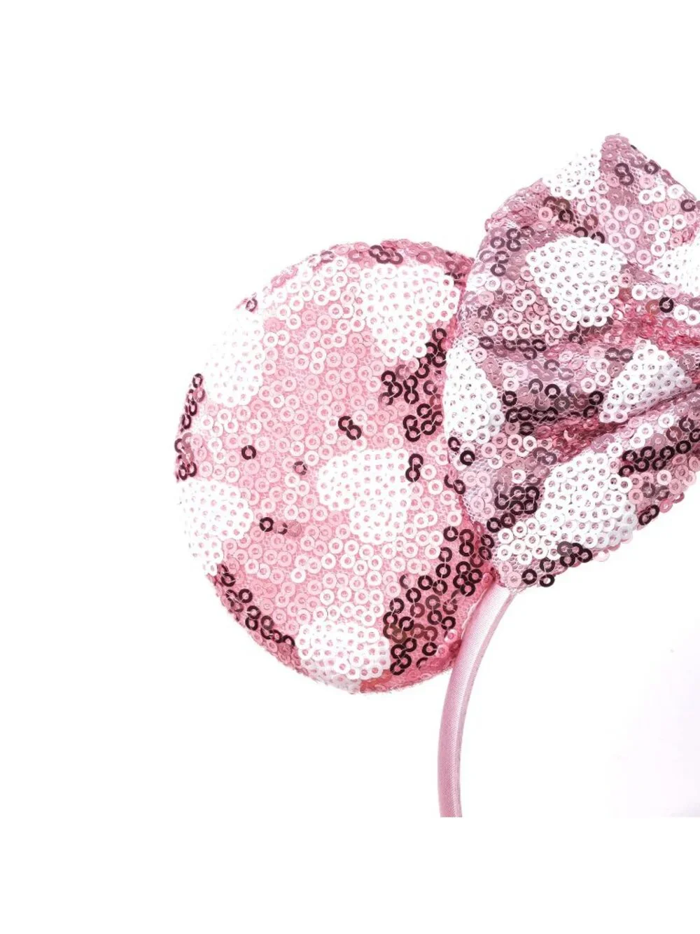 Women Pink Heart Dots Shiny Bow Mickey Mouse Hair Headband For Cosplay